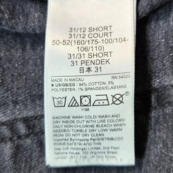 Gap Womens Black Wash 90s Fit Jeans 31/12 Short Frayed Hem - Picture 5 of 7